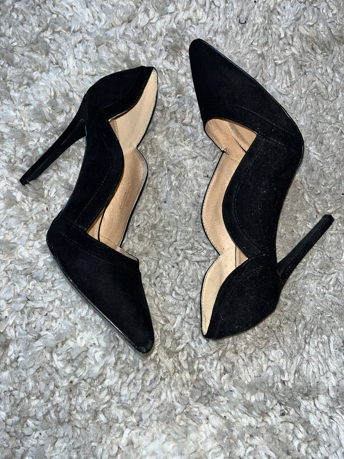 Black Faux Suede Pumps