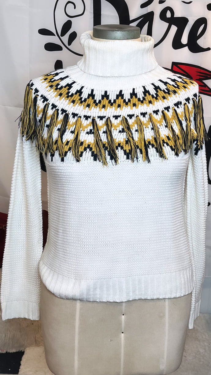 Tassle Fringe Turtleneck Sweater