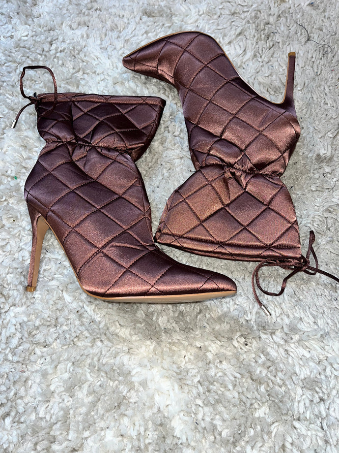 Brown Quilted Booties