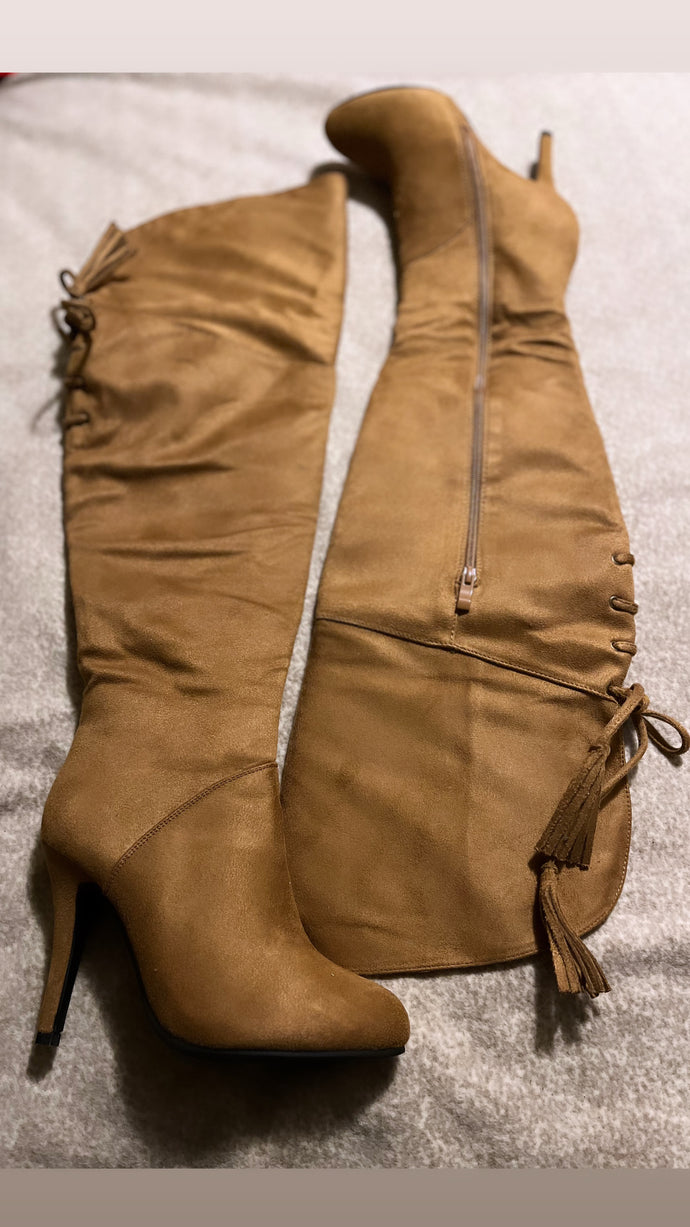 Vegan Suede Thigh Boots