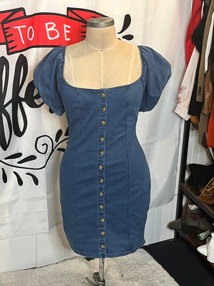 Denim Puff Sleeve Dress