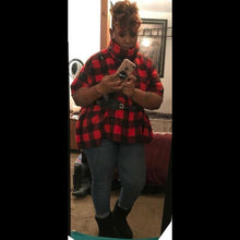 Load image into Gallery viewer, Black and Red Buffalo Plaid Poncho
