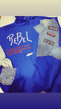 Load image into Gallery viewer, Denim “REBEL” Scrap Hoodie
