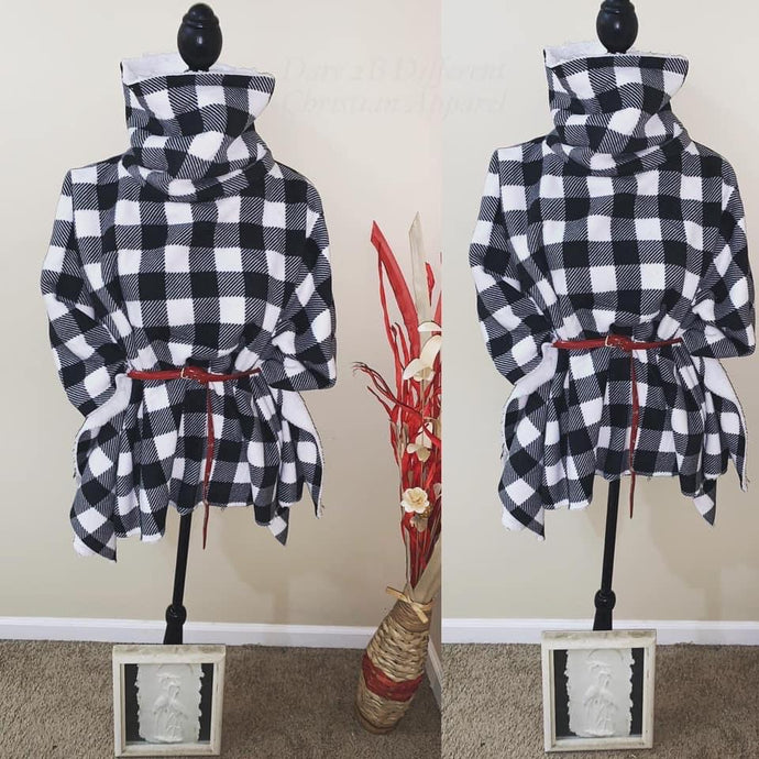 Black and White Fleece Poncho