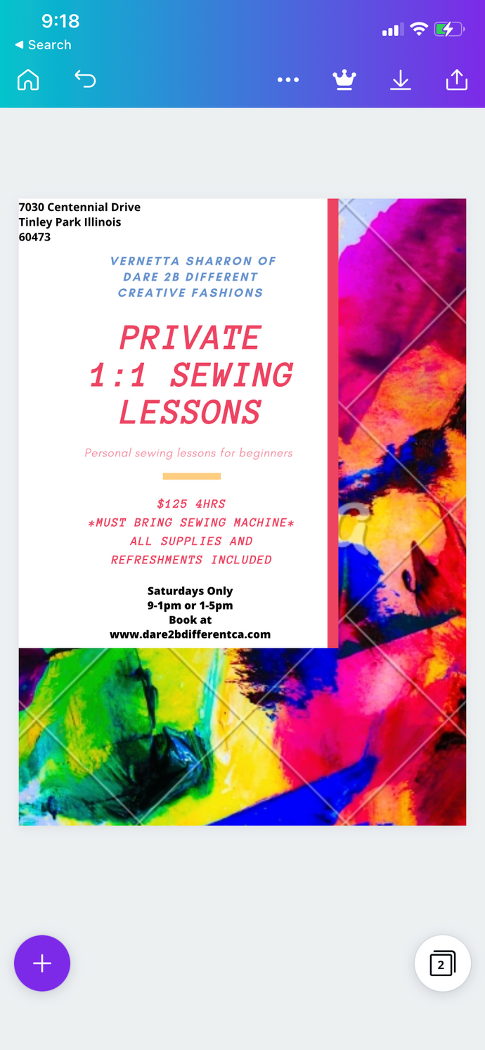 Virtual 1-1 Sewing Lessons for Beginners